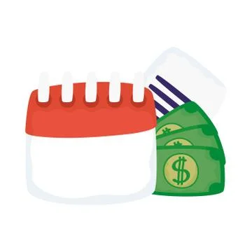 Isolated calendar with documents and bills icon Stock Illustration