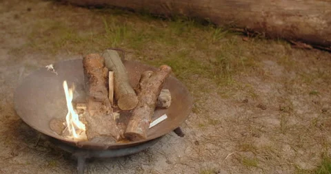 Isolated campfire flames in the forest, camping and tourism, 4k 60p Prores Stock Footage 171714151