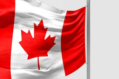 Isolated Canada Flag waving 3d Realistic fabric Stock Photos