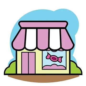 Isolated candy store building icon Flat design Vector Stock Illustration