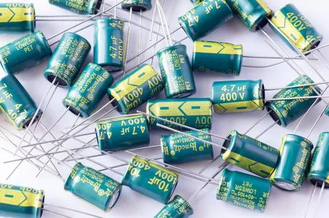 Isolated capacitor, used in electronic device. Electronic parts concept Foto stock