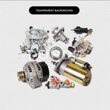 Isolated Car Motor PNG, engine parts, automotive machinery, vehicle repair PSD Template