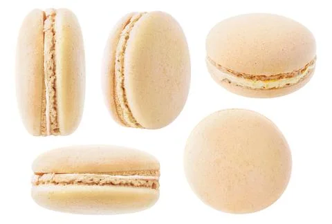 Isolated caramel macaroons at different angles Stock Photos