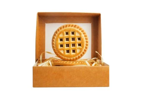 Isolated cardboard box with cookie.. Stock Photos