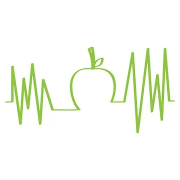 Isolated cardiogram with an apple shape Stock Illustration