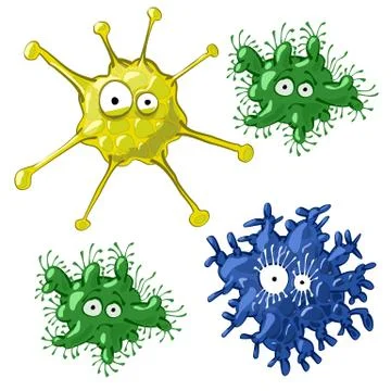 Isolated cartoon bacterium set on white background Stock Illustration