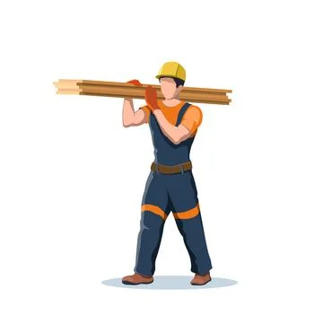 Isolated cartoon builder. Construction worker in overalls. Contractor boards Stock Illustration