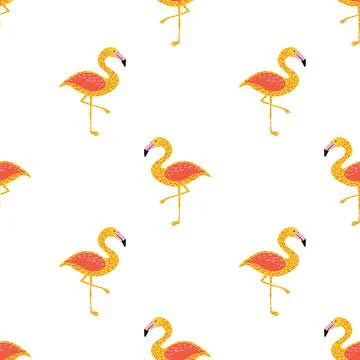 Isolated cartoon exotic seamless pattern with hand drawn yellow and red color Illustrazione stock