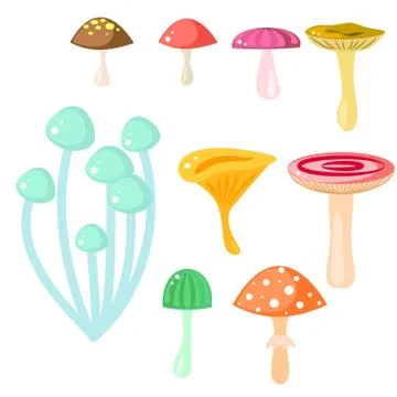 Isolated cartoon mushrooms vector on white Illustrazione stock