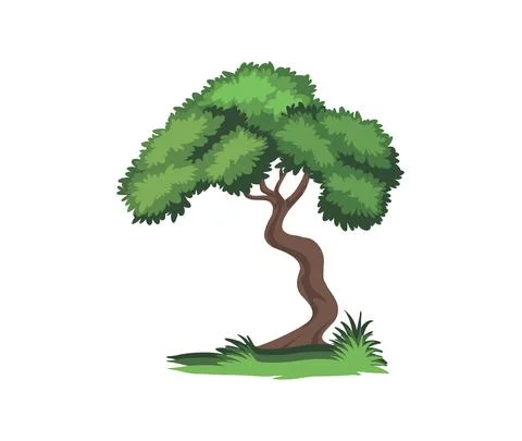 Isolated Cartoon Tree Illustration Vector Sign Stock Illustration