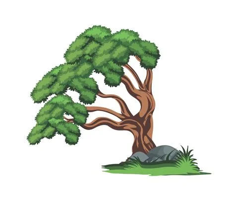 Isolated Cartoon Tree Illustration Vector Sign Stock-Illustration
