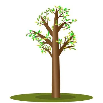 Isolated cartoon tree with small leaves, vector illustration for cartoon prop Stock Illustration