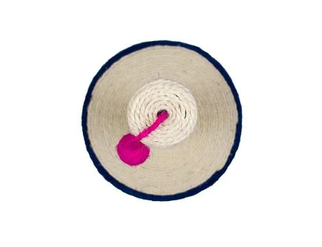 Isolated cat scratching post with ball toy on a white background. Stock Photos