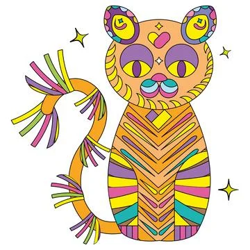 Isolated cat shape colored mandala Vector Stock Illustration