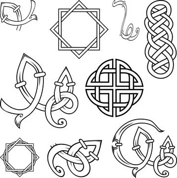 Isolated celtic icons set pack tattoo collection Stock Illustration