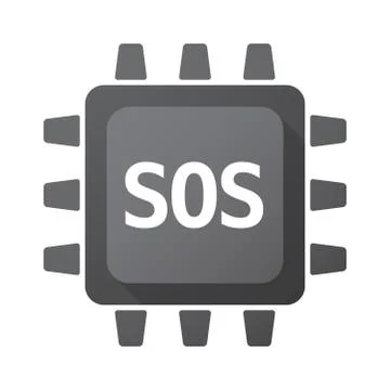 Isolated Central Processing Unit icon with    the text SOS 스톡 일러스트