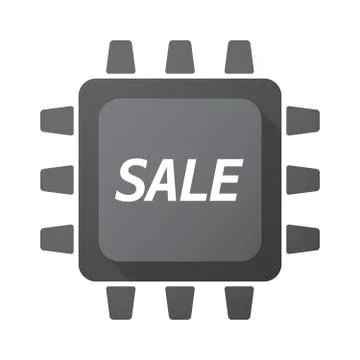 Isolated Central Processing Unit icon with    the text SALE Stock Illustration