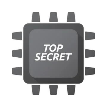 Isolated Central Processing Unit icon with    the text TOP SECRET Stock Illustration