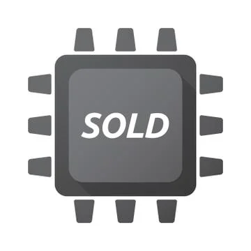 Isolated Central Processing Unit icon with    the text SOLD Stock Illustration