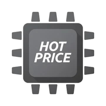 Isolated Central Processing Unit icon with    the text HOT PRICE 스톡 일러스트