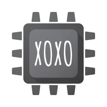 Isolated Central Processing Unit icon with    the text XOXO Stock Illustration