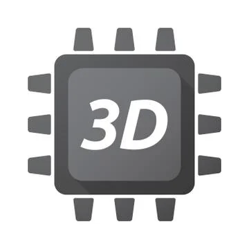 Isolated Central Processing Unit icon with    the text 3D 库存插图