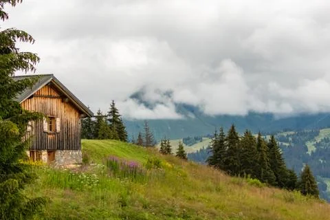 An isolated chalet in the Alps Stock Photos