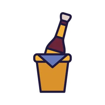 Isolated champagne bottle inside box vector design Illustrazione stock