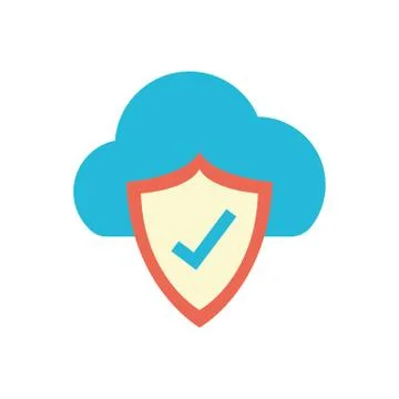 Isolated check mark inside shield and cloud flat style icon vector design Stock Illustration