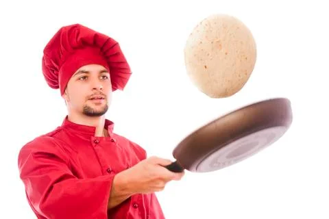Isolated chef preparing corn pancake Stock Photos