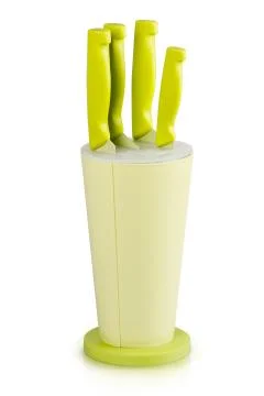 Isolated chef's kitchen knife. Sharp...do not touch! Stock Photos