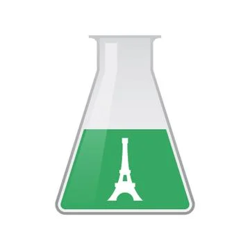 Isolated chemical flask with   the Eiffel tower Stock Illustration