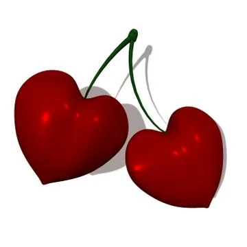 Isolated cherry hearts on white background Illustrazione stock