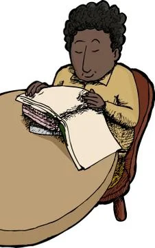 Isolated Child Reading Books Stock Illustration