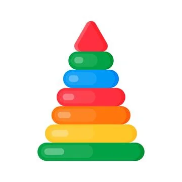 Isolated children's multi-colored pyramid for baby development. Stock Illustration