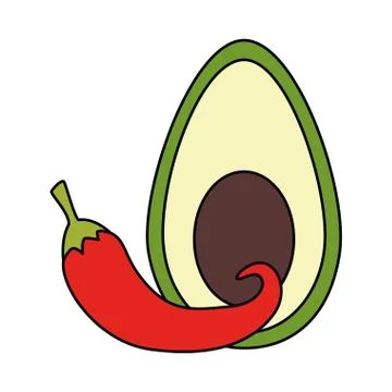 Isolated chilli and avocado vector design Stock Illustration