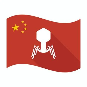 Isolated China flag with a virus Stock Illustration