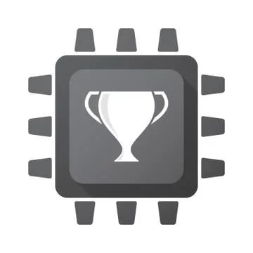 Isolated chip with  an award cup Stock Illustration