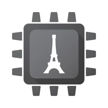Isolated chip with   the Eiffel tower Stock Illustration