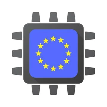 Isolated chip with  the EU flag stars イラスト素材