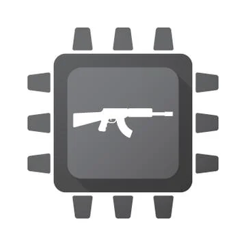 Isolated chip with  a machine gun sign Stock Illustration