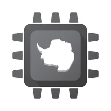 Isolated chip with  the map of  Antarctica Stock Illustration