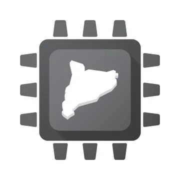 Isolated chip with  the map of Catalonia Stock Illustration