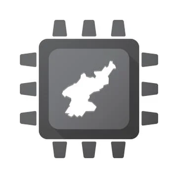 Isolated chip with  the map of North Korea Illustrazione stock