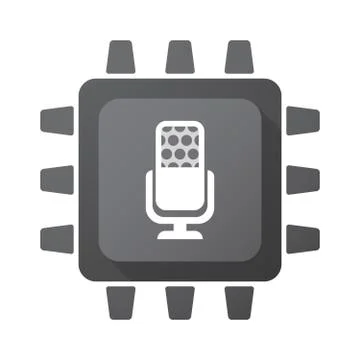 Isolated chip with  a microphone sign Stock Illustration