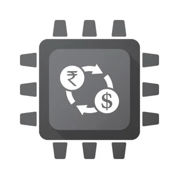 Isolated chip with  a rupee and dollar exchange sign Stock Illustration