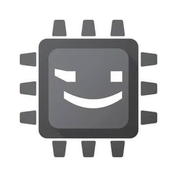 Isolated chip with  a wink text face emoticon Stock Illustration