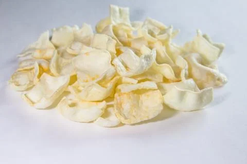 Isolated chips of potato on white background Stock Photos