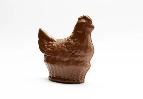 Isolated Chocolate Easter Hen, Chicken On White Background. Sweet Delicious Stock Photos