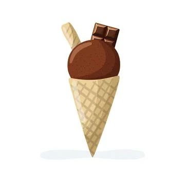 Isolated chocolate ice cream cone with a single scoop Stock Illustration
